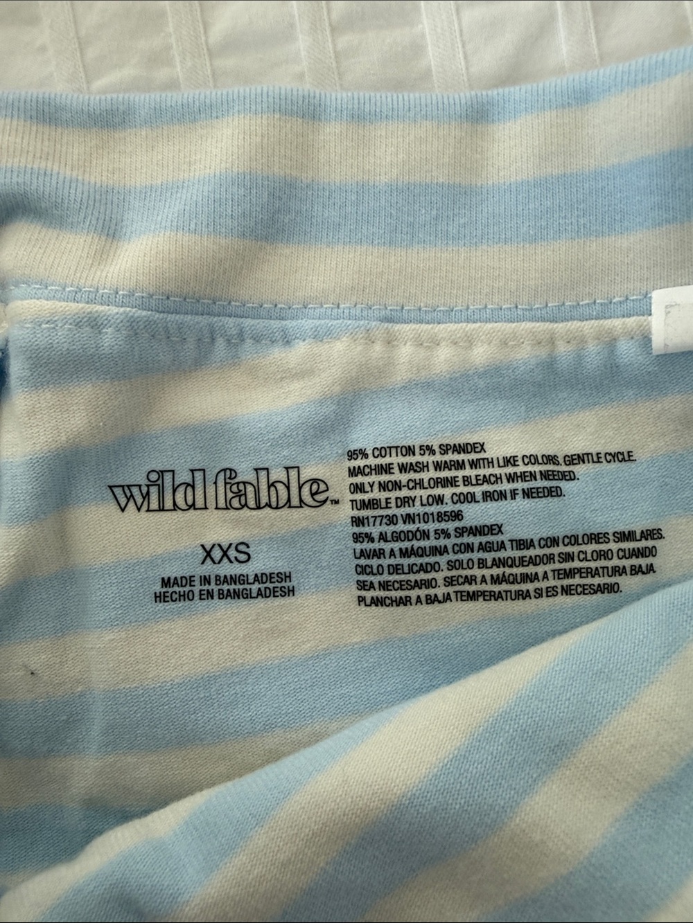 wild fable Light Blue & White Striped Fold-Over Waist Bike Shorts - Picture 2 of 3